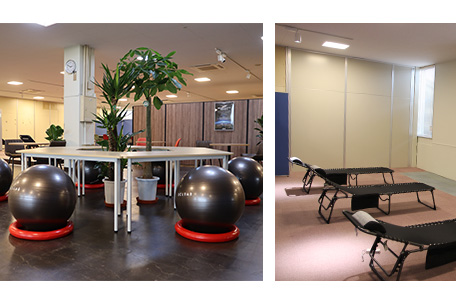 A refreshment area on site at a factory